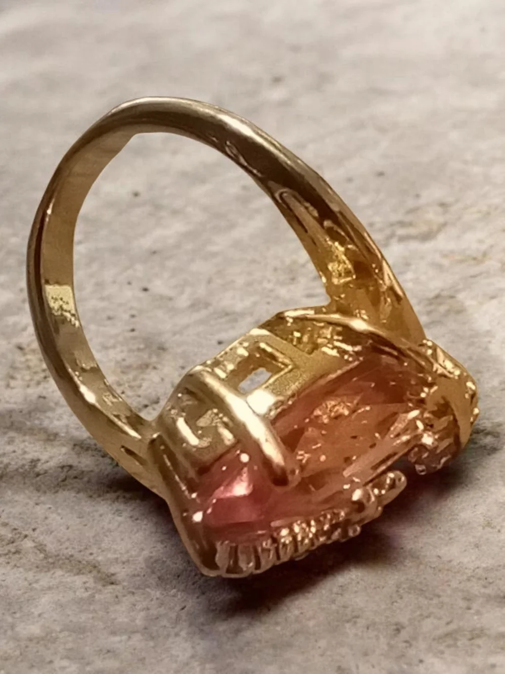 Gold Dragonfly Ring with Pink Marquise Crystal CHUNKY & Bold - Picture 8 of 9